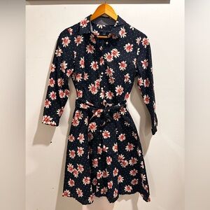 Tommy Hilfiger Navy Floral Long Sleeve Dress